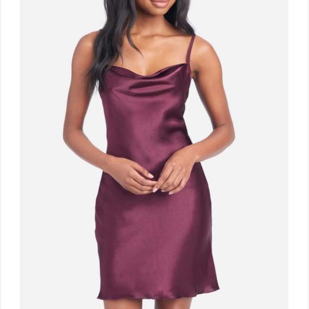 Bebe cowl neck satin dress
